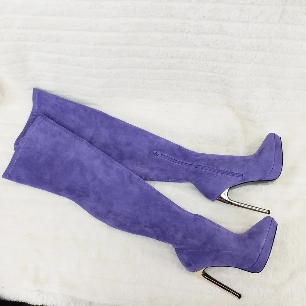 So Me Violet Suede Over-the-Knee Stiletto Boots Brand new. No box